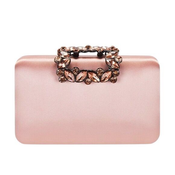 olga berg Margalit Crystal Lock Clutch in Blush New Womens Shoulder Bag Evening - Picture 1 of 15